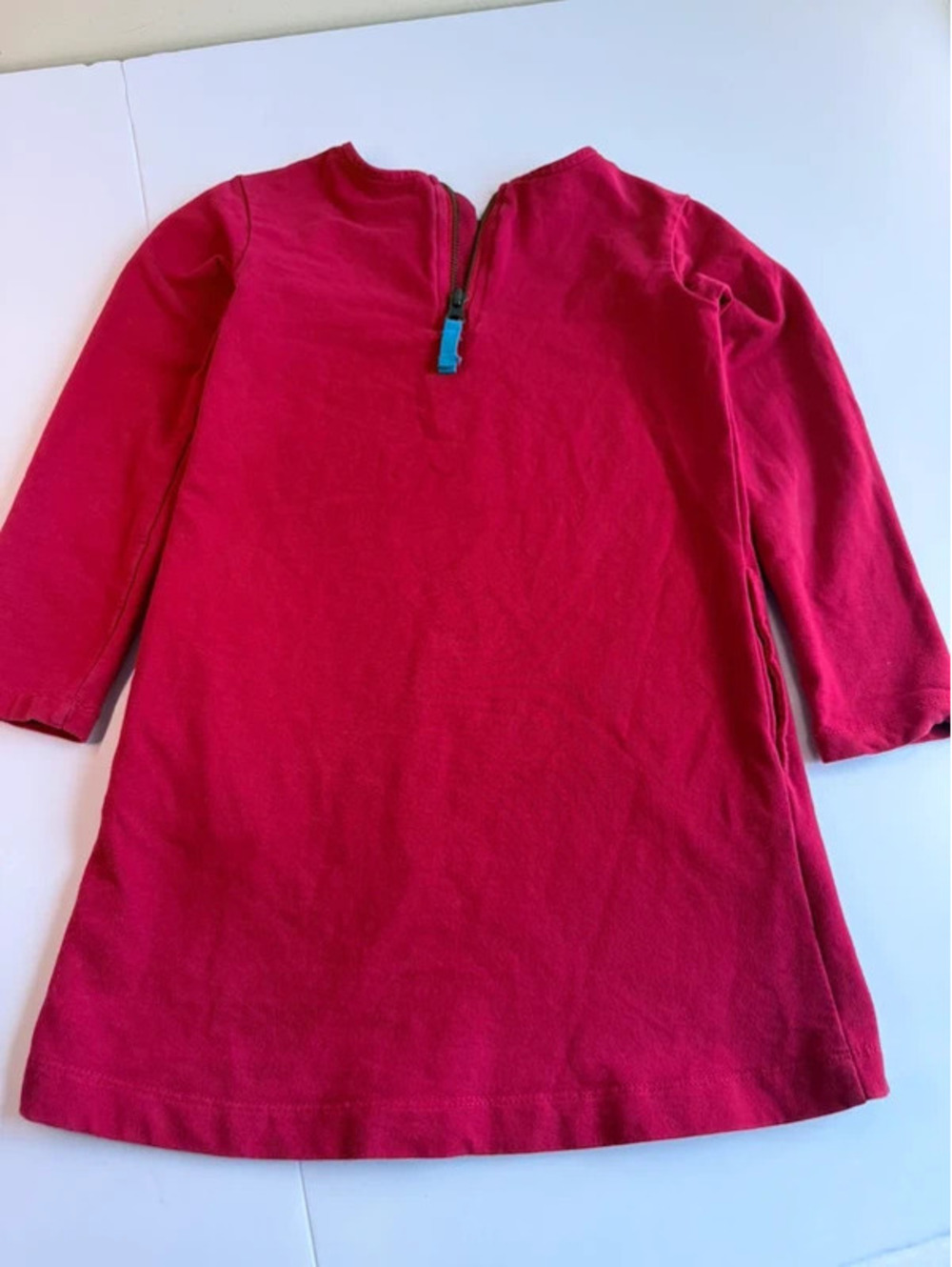Primary Girls Size 4-5 Solid Dark Pink Long Sleeve A-Line Play Dress